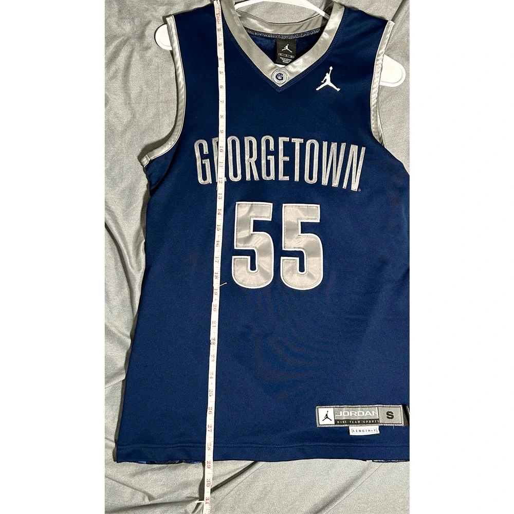 Jordan Georgetown Hoyas NCAA #55 Authentic Blue & Gray Jersey Sz S